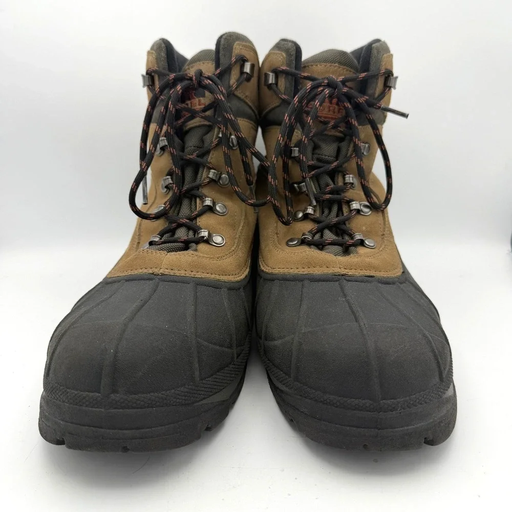 Sorel Winter Boots Men Size 15 Boots Tan Black Waterproof Suede Rubber Duck